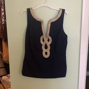 Lilly Pulitzer navy and gold top